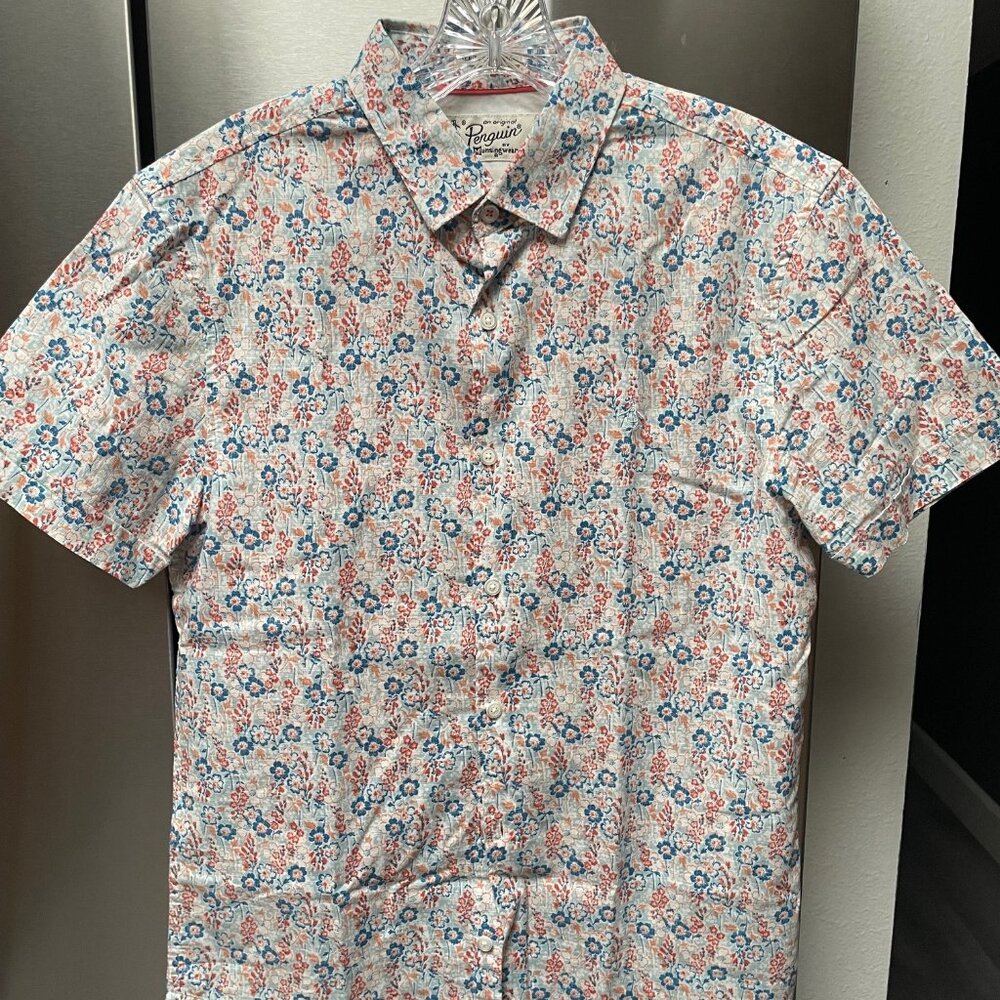 Original Penguin Men's Short Sleeve Button Up Shirt Small Floral Print